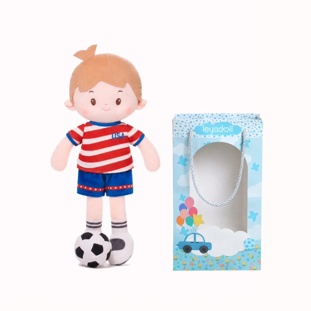 Personalized Soccer Boy - USA (2 Skin Tones) - Realistic Look Doll For Gifting