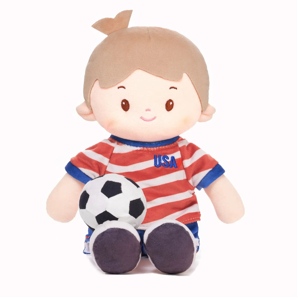 Personalized Soccer Boy - USA (2 Skin Tones) - Realistic Look Doll For Gifting