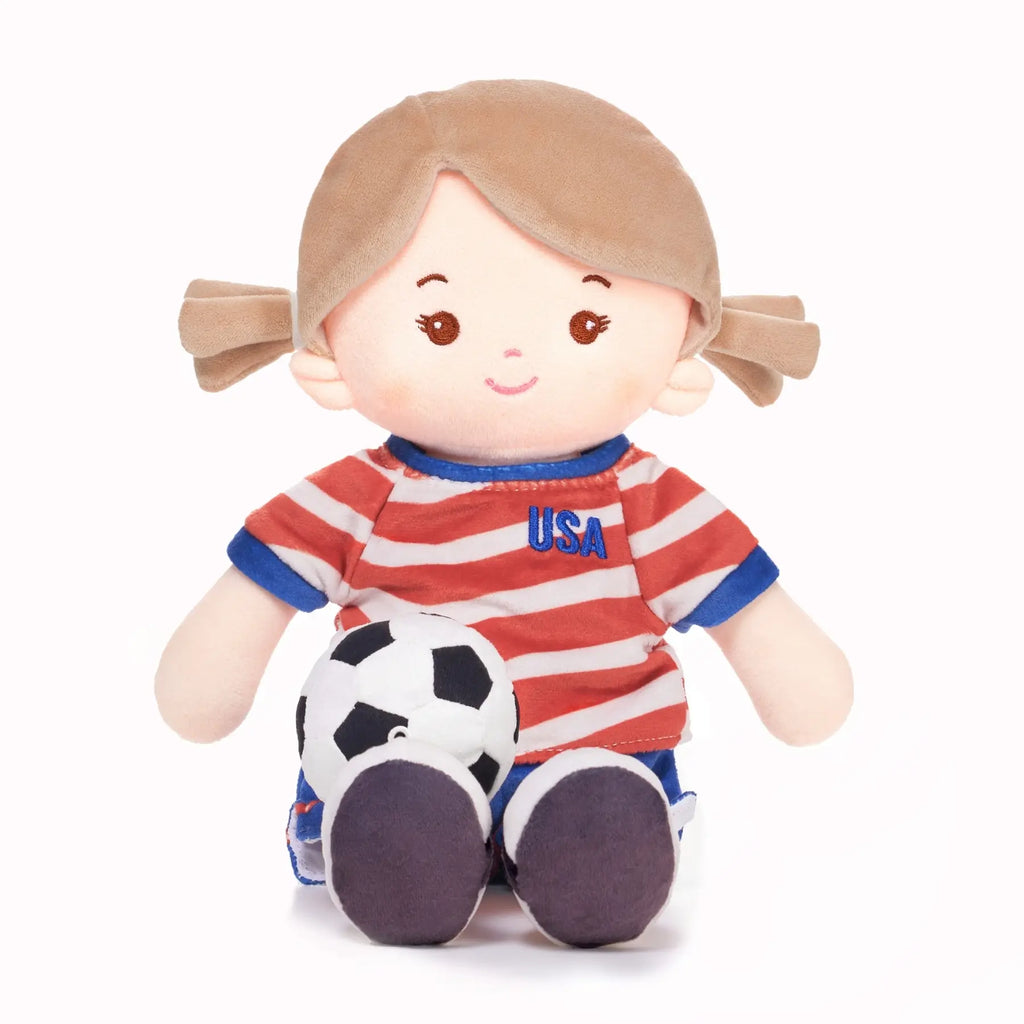 Personalized Soccer Girl - USA (2 Skin Tones) - Pretty Doll For Playtime