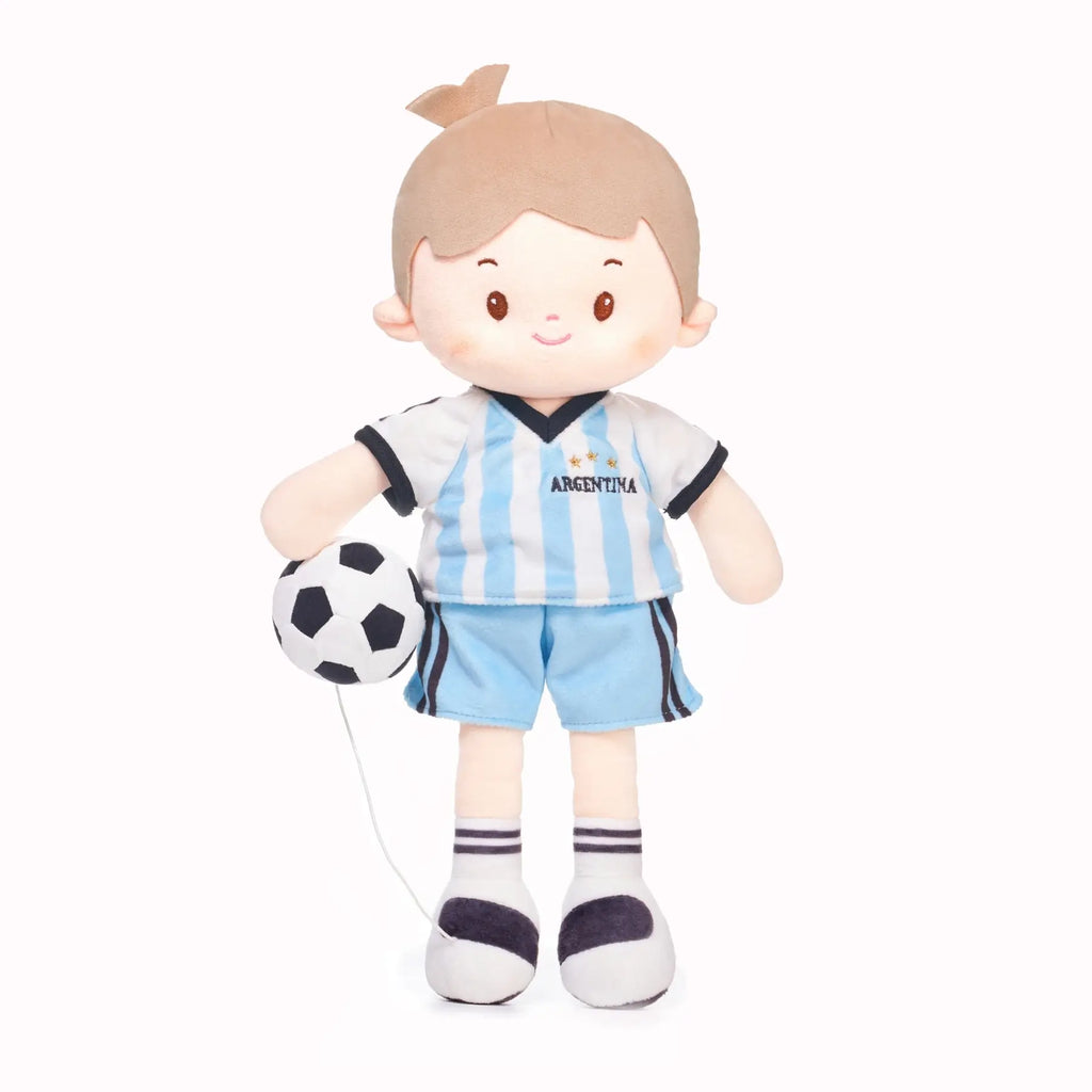 Personalized Soccer Boy - ARG (2 Skin Tones) - Gentle Doll For Playrooms