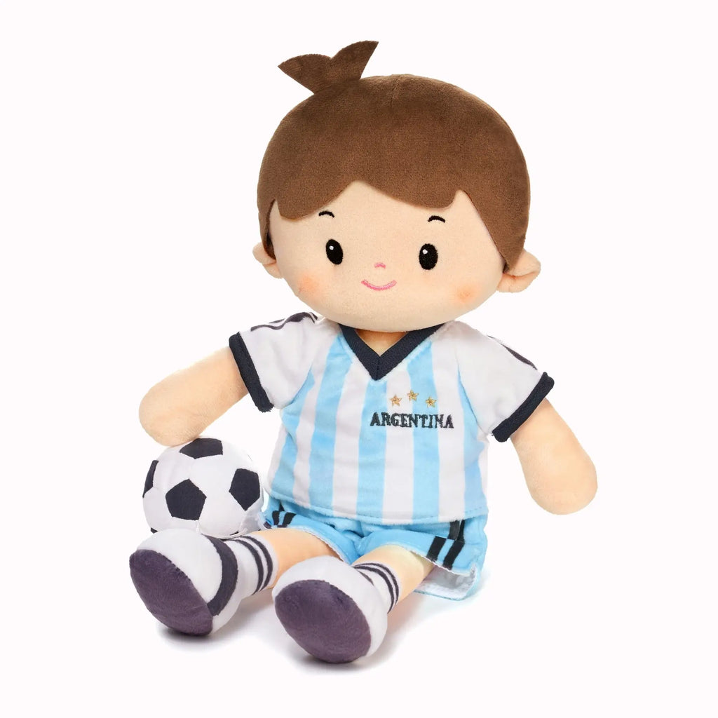 Personalized Soccer Boy - ARG (2 Skin Tones) - Gentle Doll For Playrooms