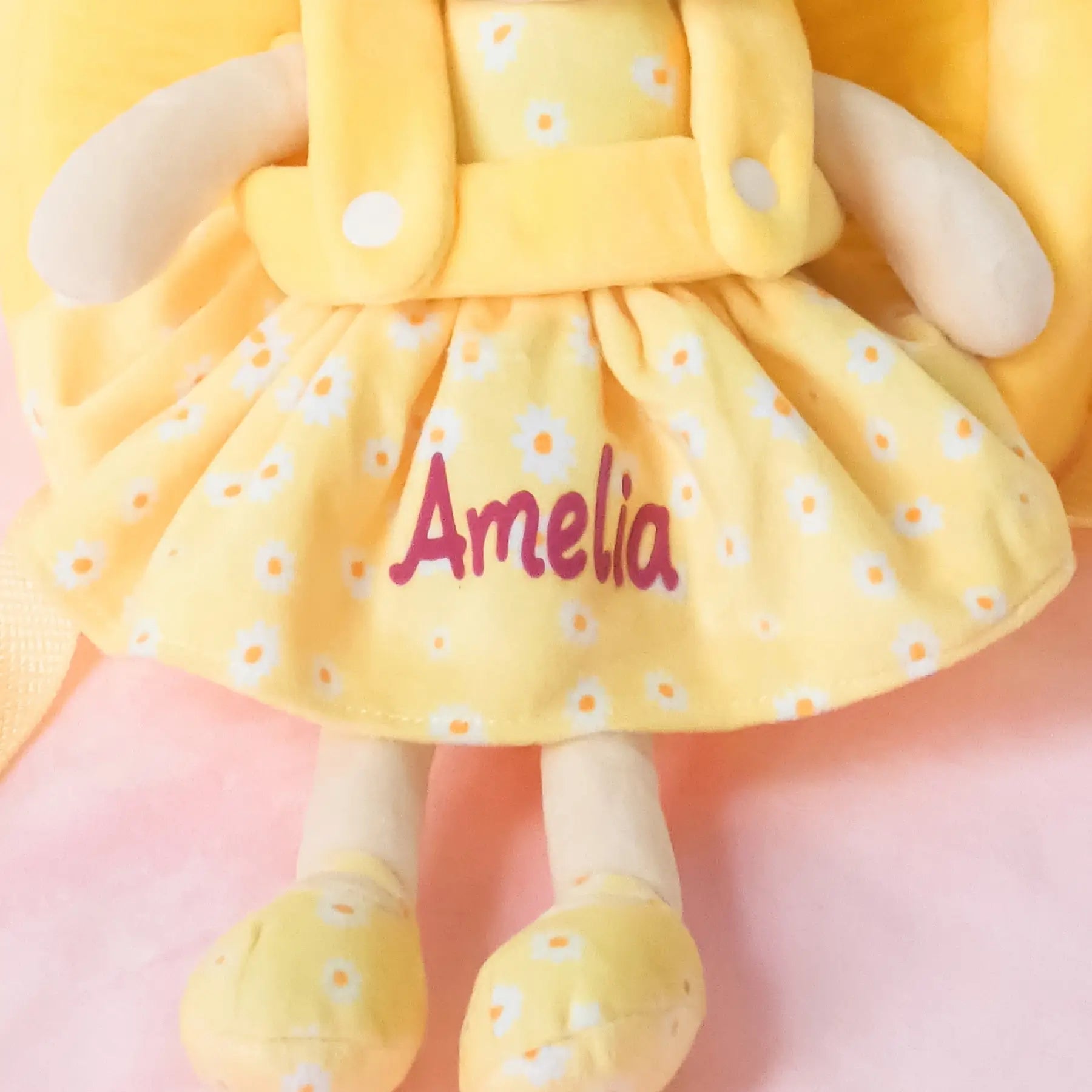 Personalized Flora Belle Girl Doll Backpack - Yellow - Modern Doll For Playrooms