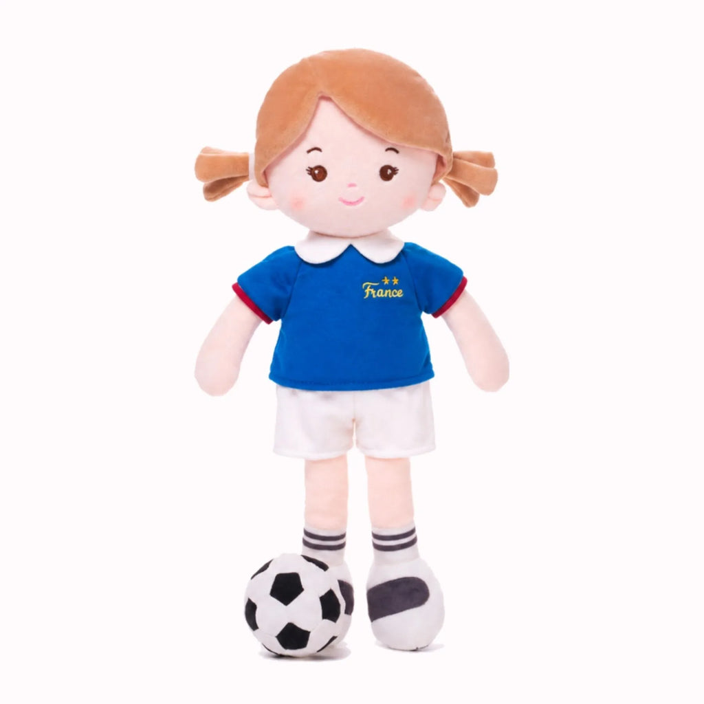 Personalized Soccer Girl - FRA (2 Skin Tones) - Stylish Doll With Outfit