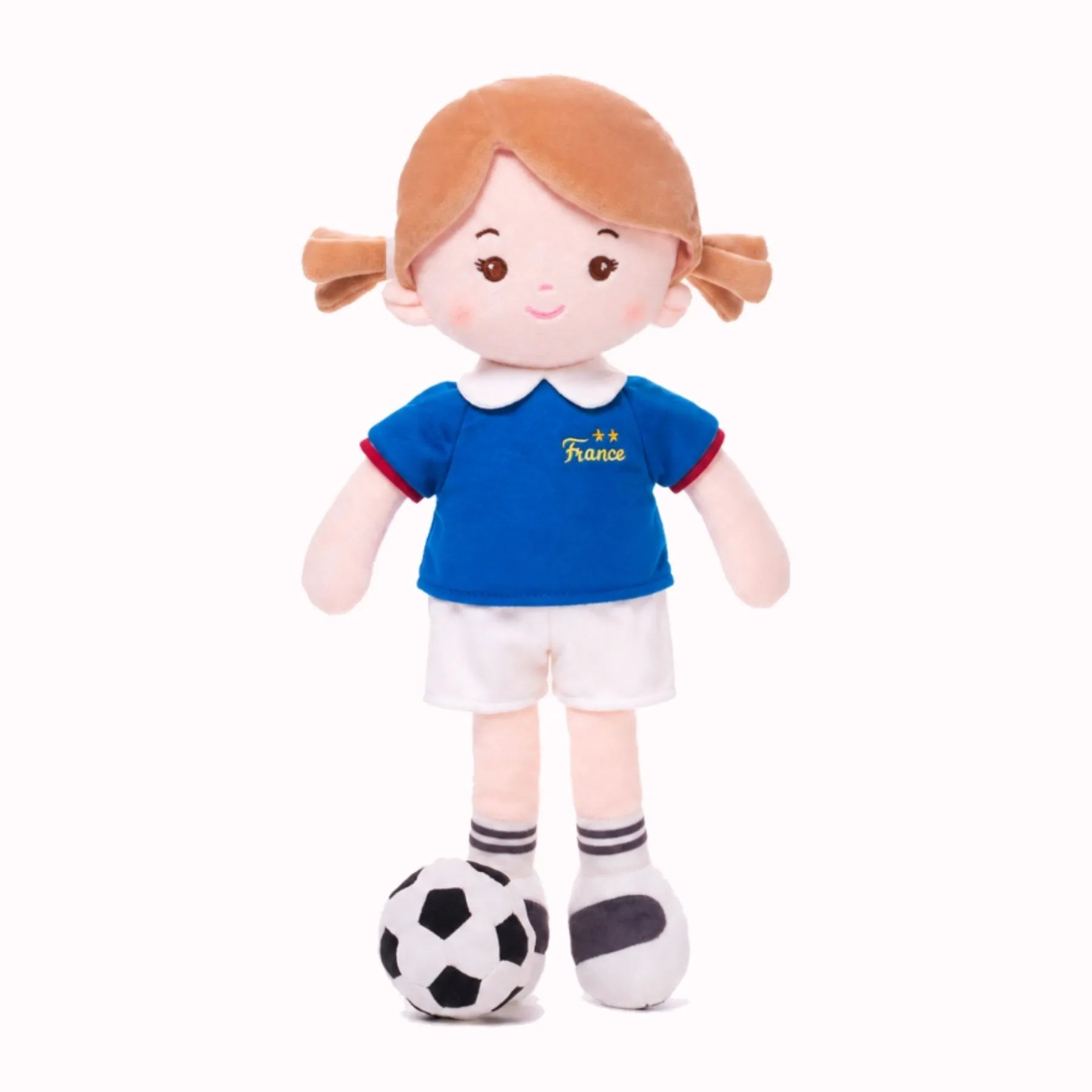 Personalized Soccer Girl - FRA (2 Skin Tones) - Stylish Doll With Outfit