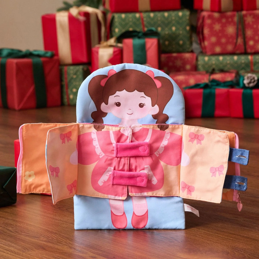 Molly Knows How To Wear - Personalized Montessori Soft Book - Large Size Doll Outfit Set