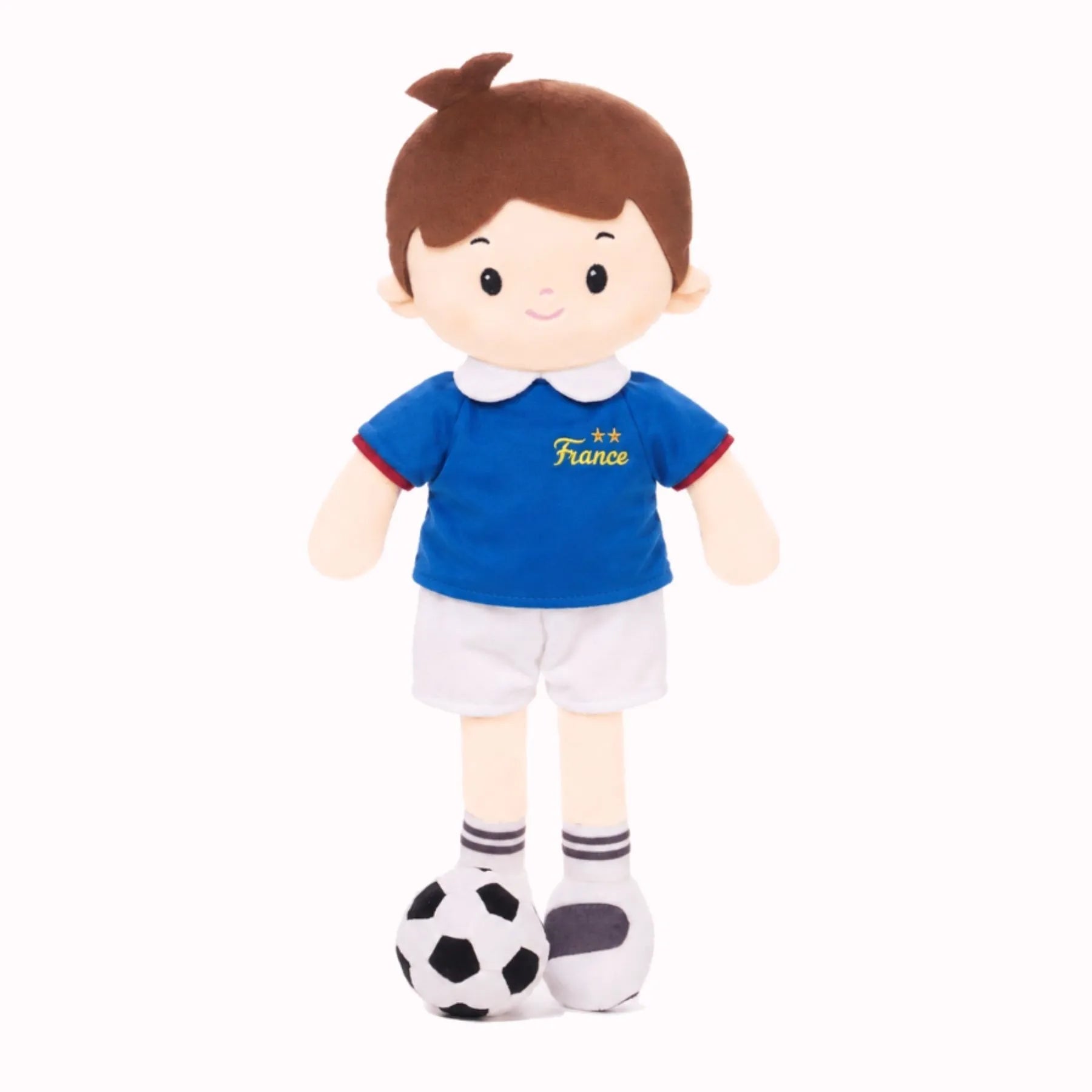 Personalized Soccer Boy - FRA (2 Skin Tones) - Gift Ready Doll Style Set