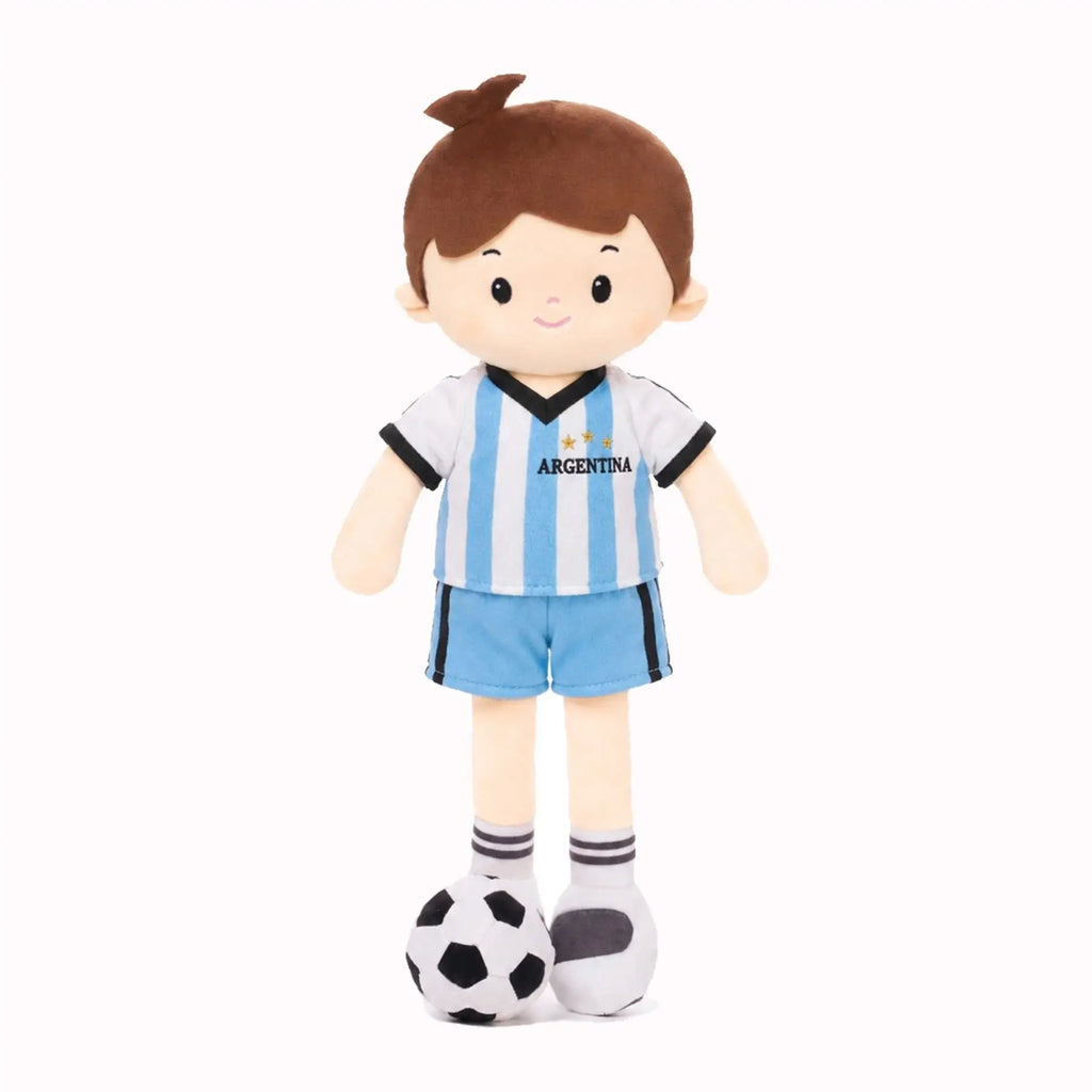 Personalized Soccer Boy - ARG (2 Skin Tones) - Gentle Doll For Playrooms