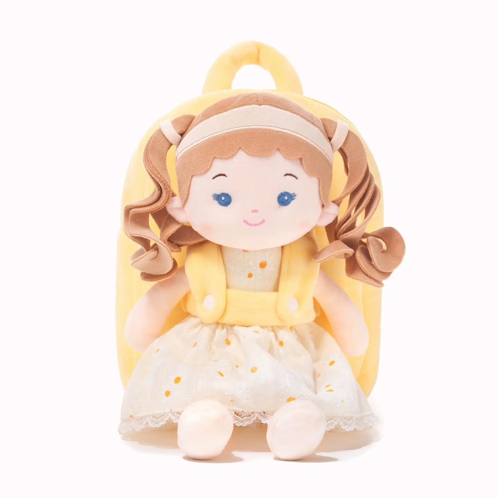 Personalized Daisy Girl Doll Backpack - Yellow - Cozy Doll Starter Set
