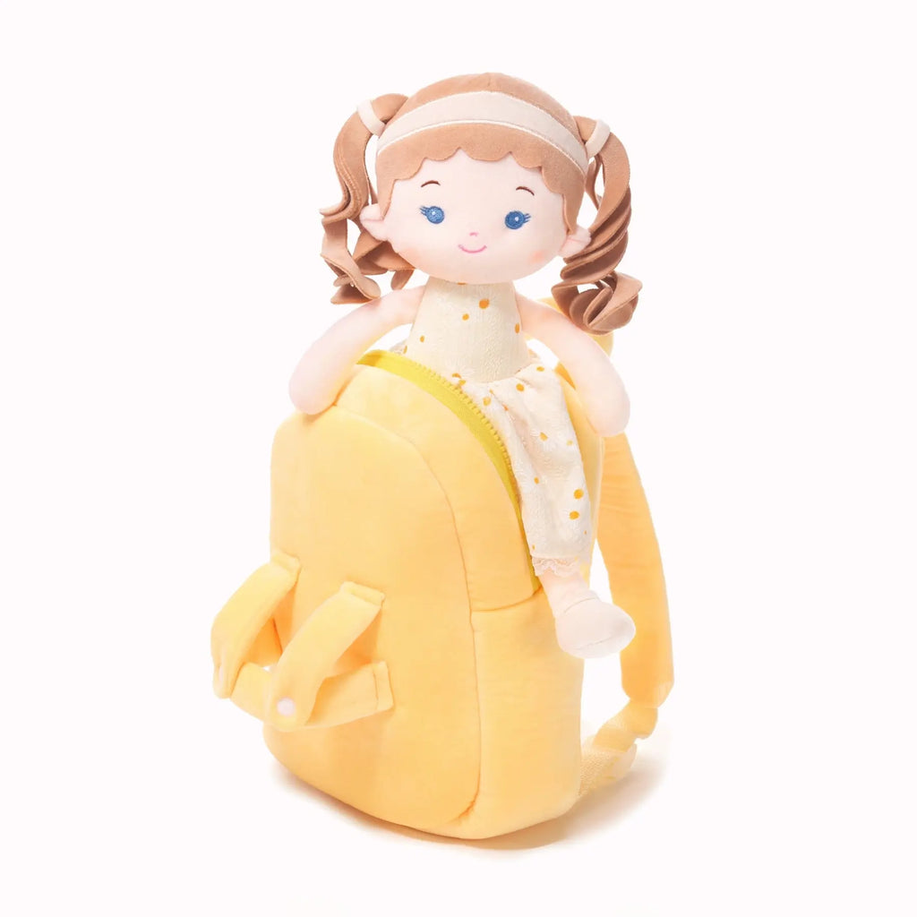 Personalized Daisy Girl Doll Backpack - Yellow - Cozy Doll Starter Set