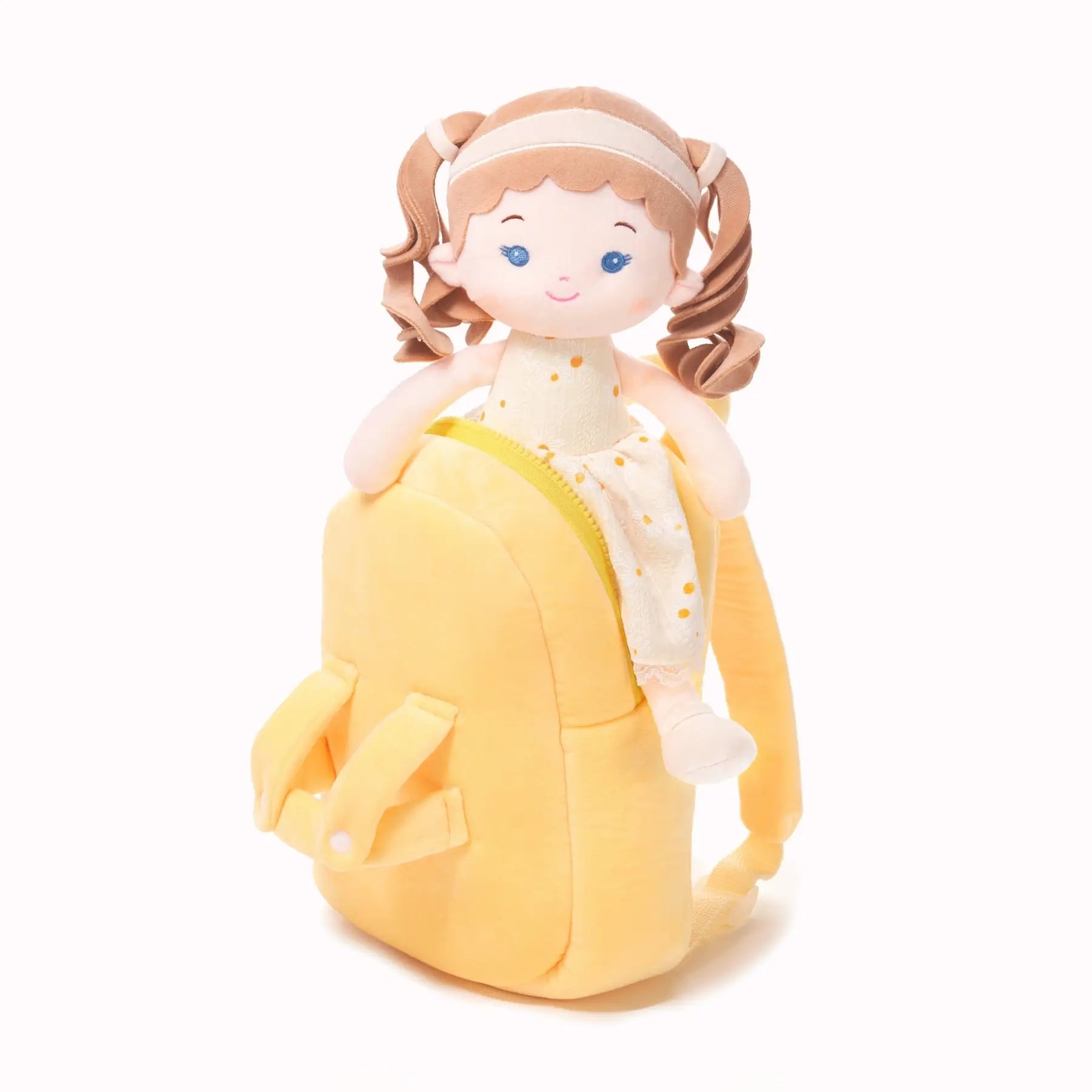 Personalized Daisy Girl Doll Backpack - Yellow - Cozy Doll Starter Set