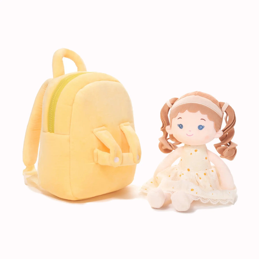 Personalized Daisy Girl Doll Backpack - Yellow - Cozy Doll Starter Set