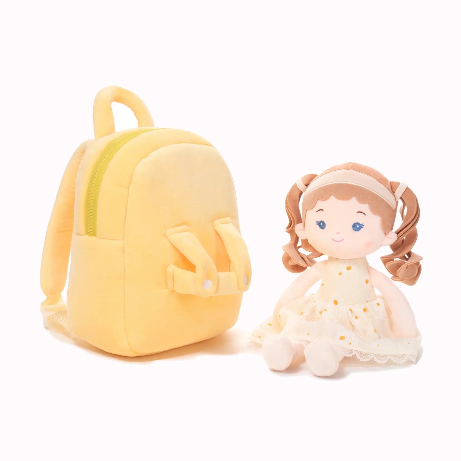 Personalized Daisy Girl Doll Backpack - Yellow - Cozy Doll Starter Set