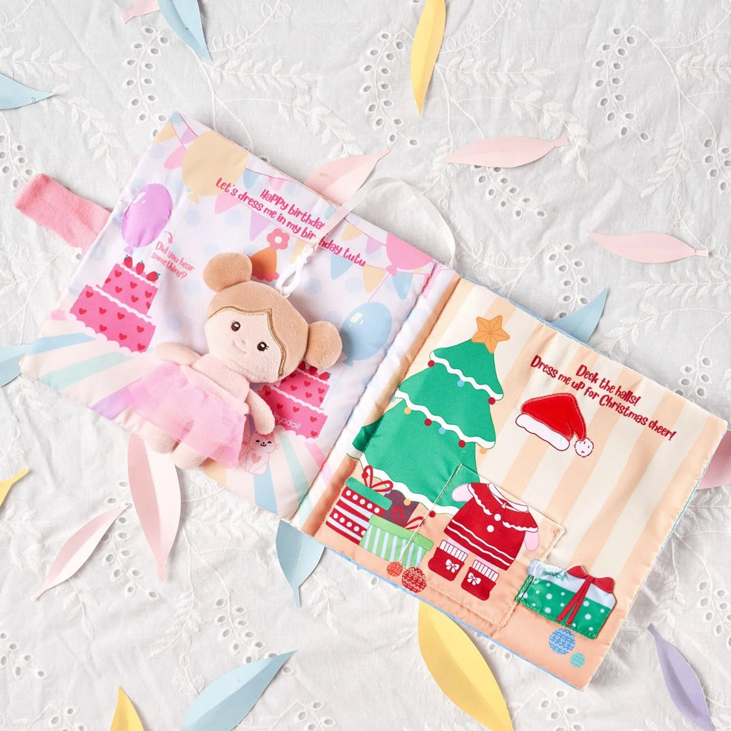Dress Me Right - Personalized Montessori Soft Book - Cute Doll Accessory Set