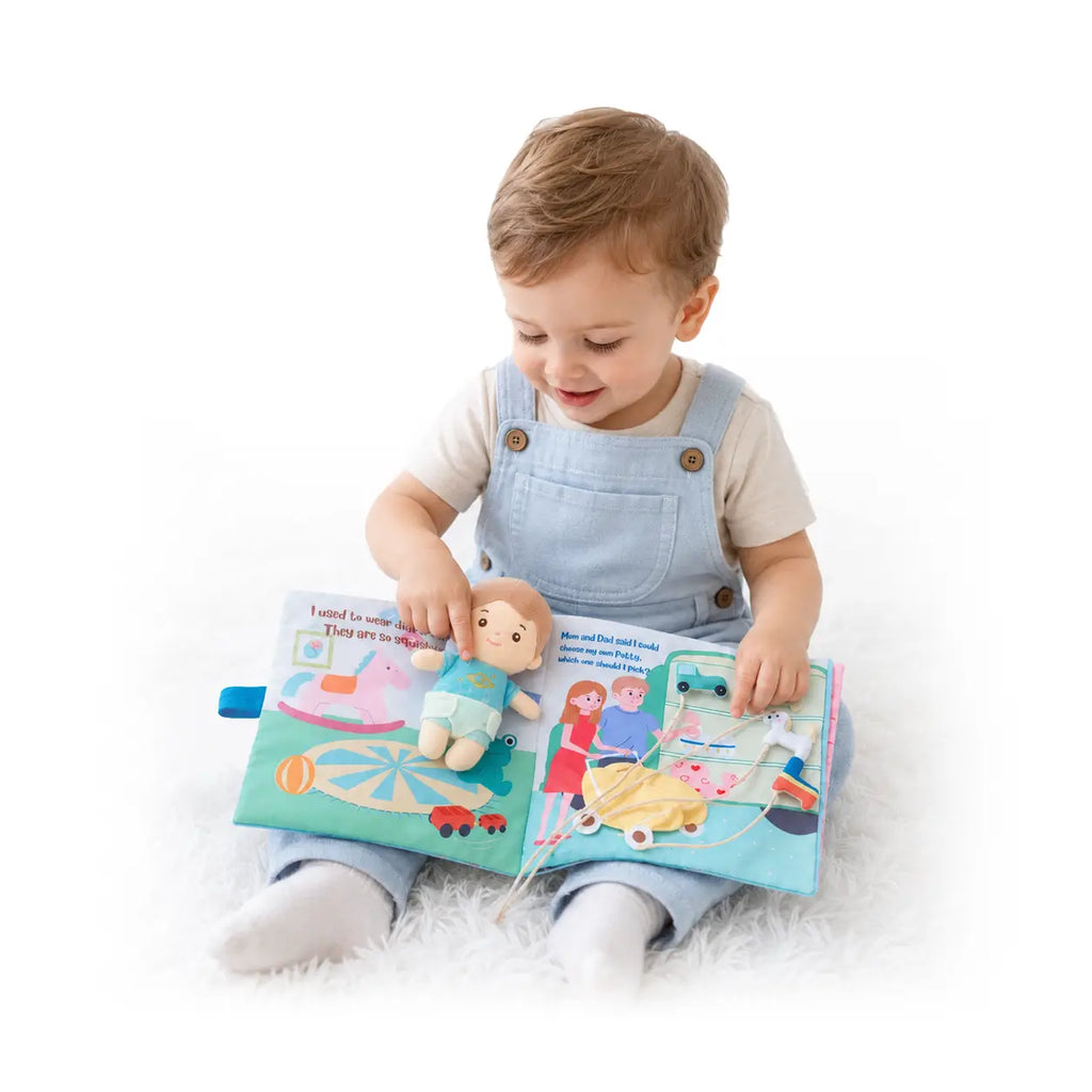 Hello Potty for Boys - Personalized Montessori Soft Book - Adorable Doll Accessory Set