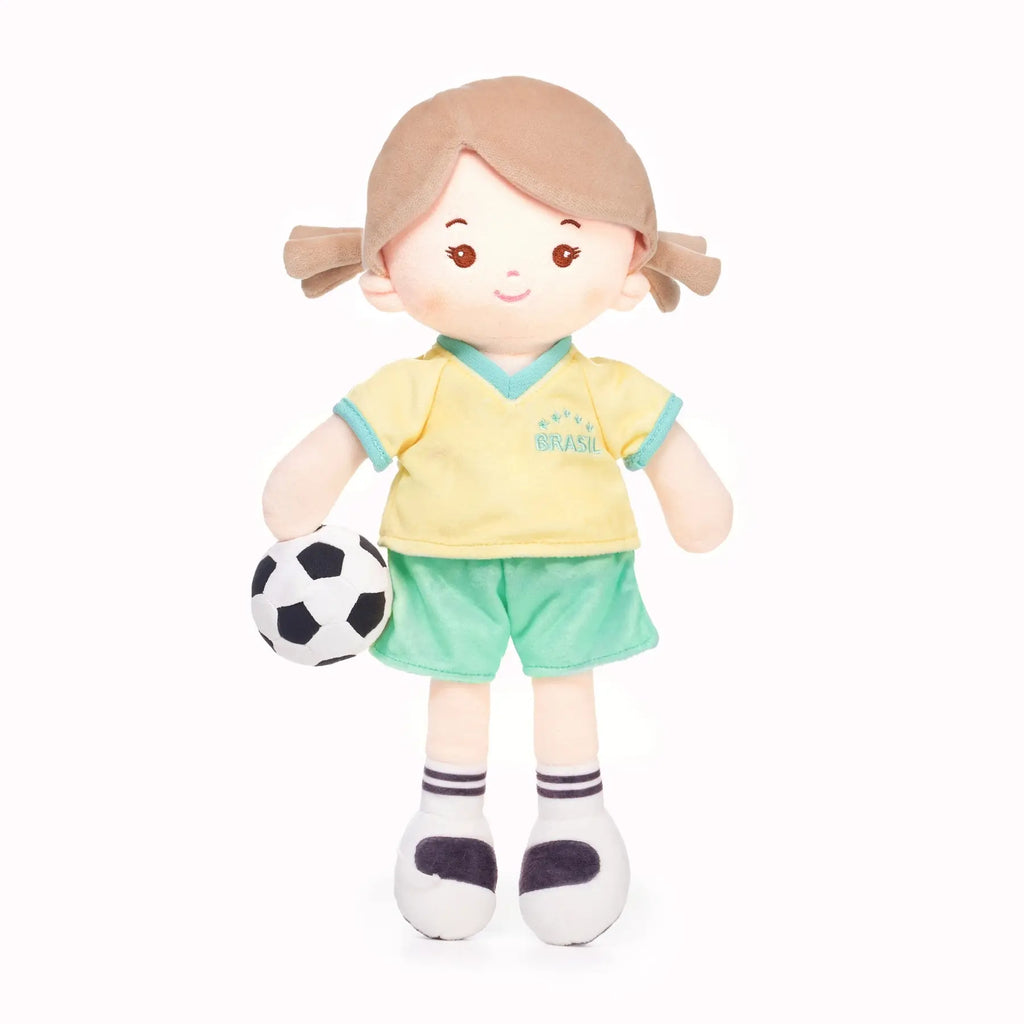 Personalized Soccer Girl - BRA (2 Skin Tones) - Gentle Doll Style Set