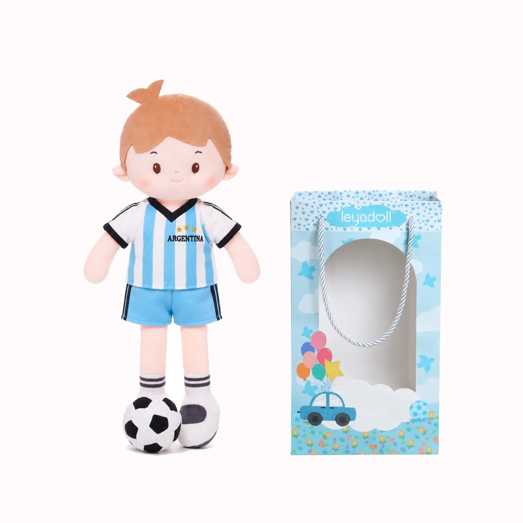 Personalized Soccer Boy - ARG (2 Skin Tones) - Gentle Doll For Playrooms