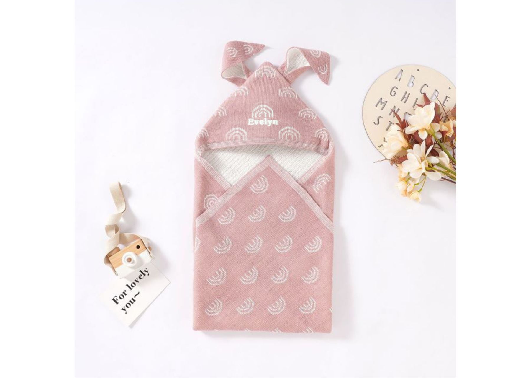 Personalized Bunny Hoodie Blanket - Cute Doll Style Set