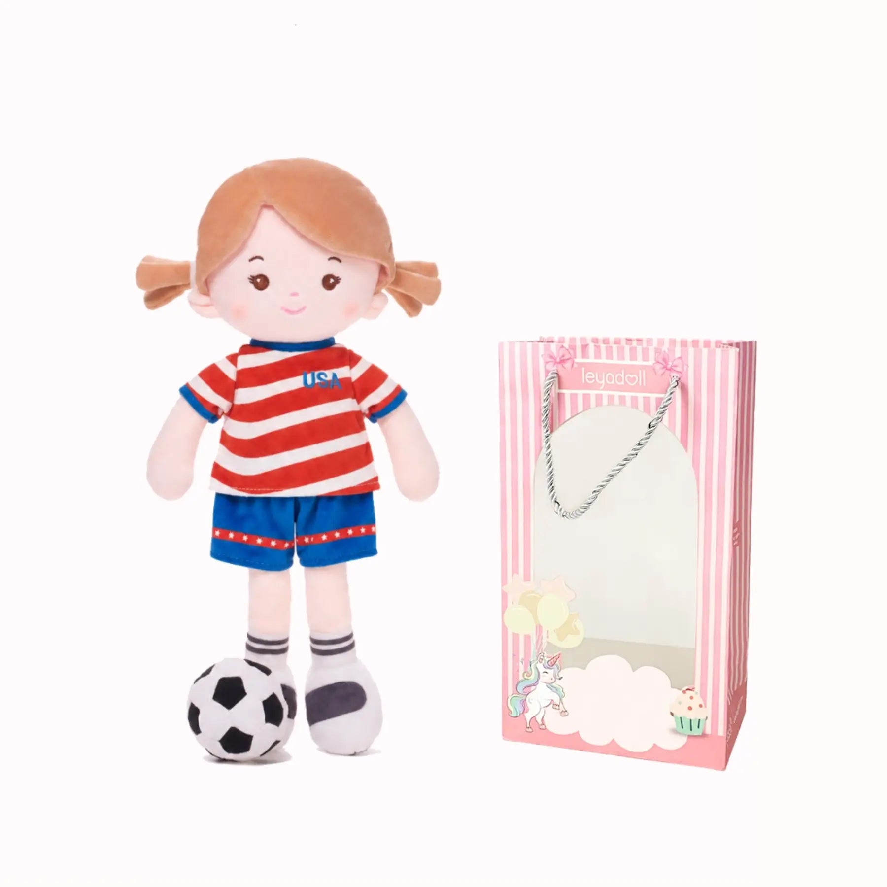 Personalized Soccer Girl - USA (2 Skin Tones) - Pretty Doll For Playtime