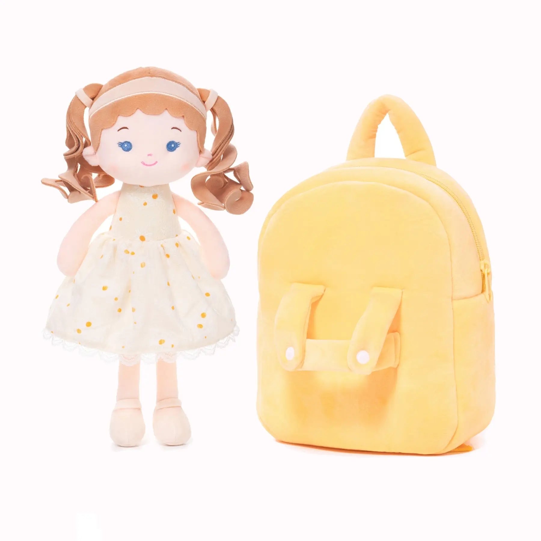 Personalized Daisy Girl Doll Backpack - Yellow - Cozy Doll Starter Set