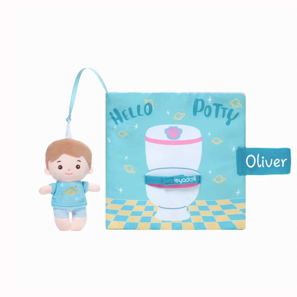 Hello Potty for Boys - Personalized Montessori Soft Book - Adorable Doll Accessory Set