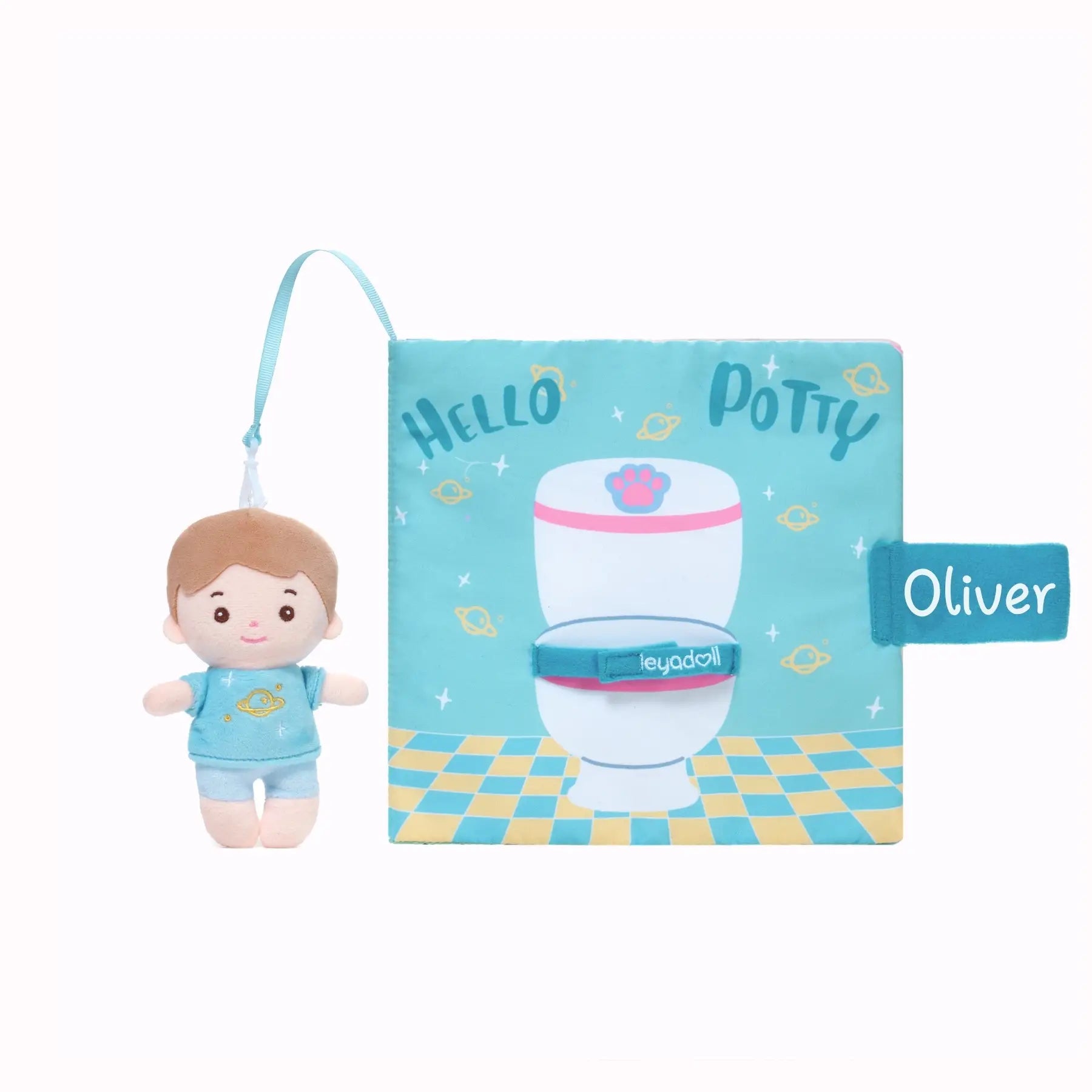 Hello Potty for Boys - Personalized Montessori Soft Book - Adorable Doll Accessory Set