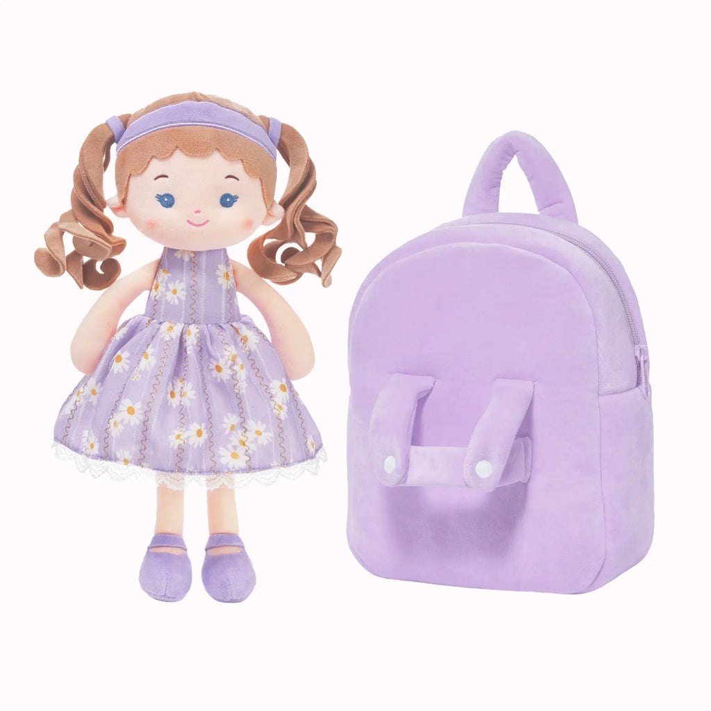 Personalized Daisy Girl Doll Backpack - Purple - Pretty Doll Accessory Set