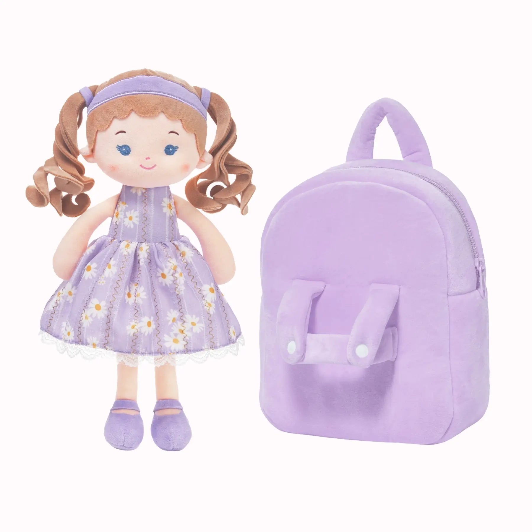 Personalized Daisy Girl Doll Backpack - Purple - Pretty Doll Accessory Set