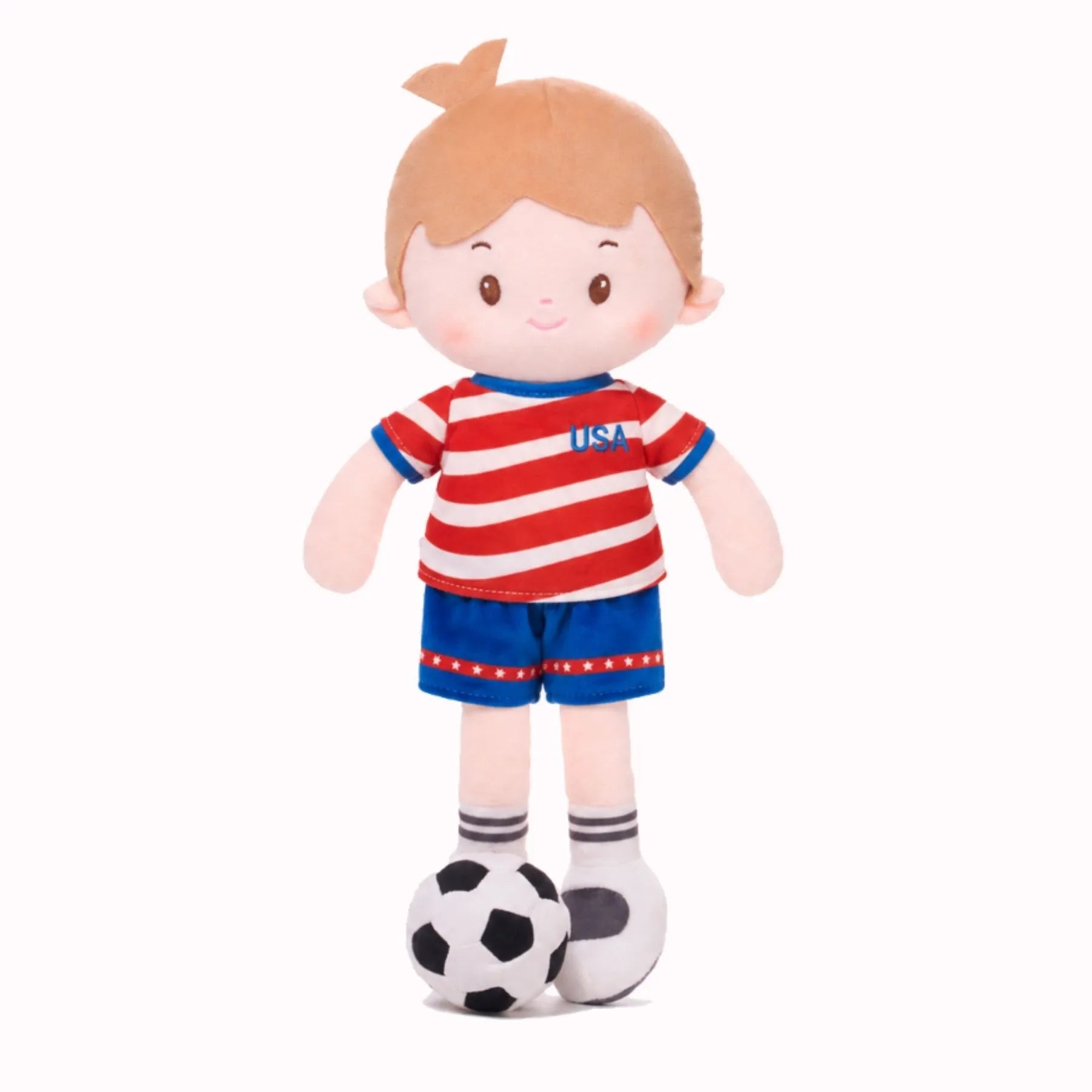 Personalized Soccer Boy - USA (2 Skin Tones) - Realistic Look Doll For Gifting