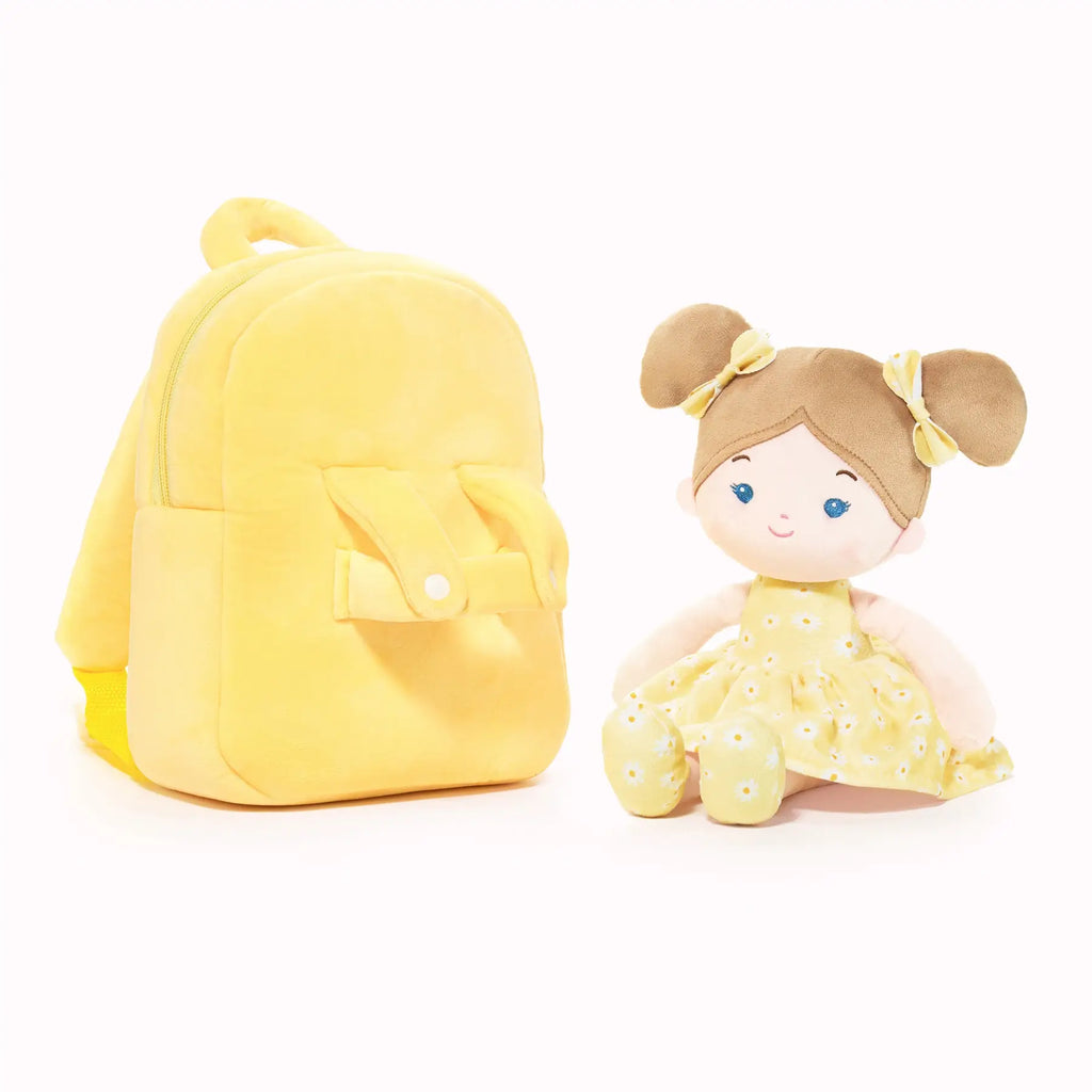 Personalized Flora Belle Girl Doll Backpack - Yellow - Modern Doll For Playrooms