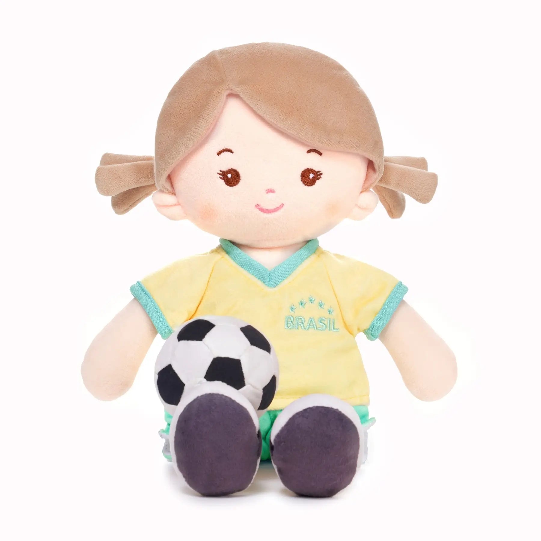 Personalized Soccer Girl - BRA (2 Skin Tones) - Gentle Doll Style Set