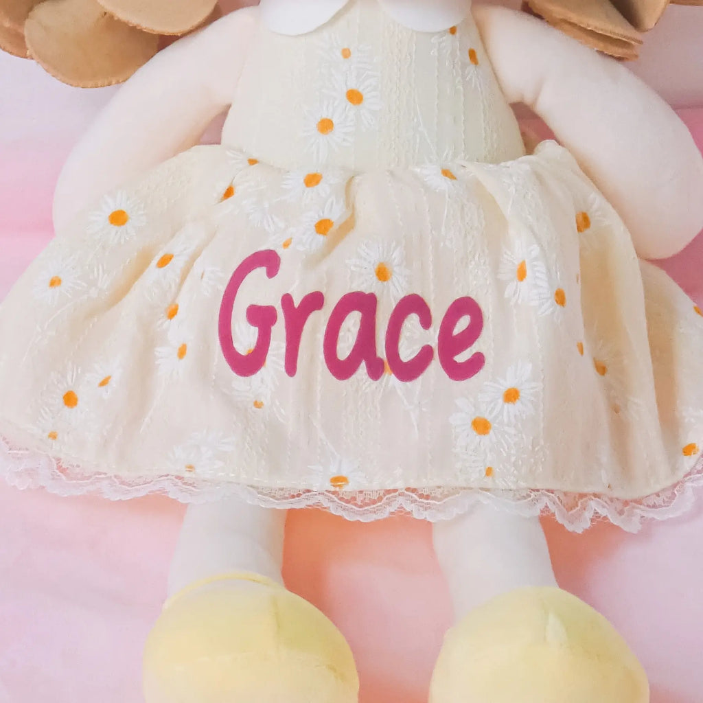 Personalized Daisy Girl - Yellow - Pretty Doll Clothes Set