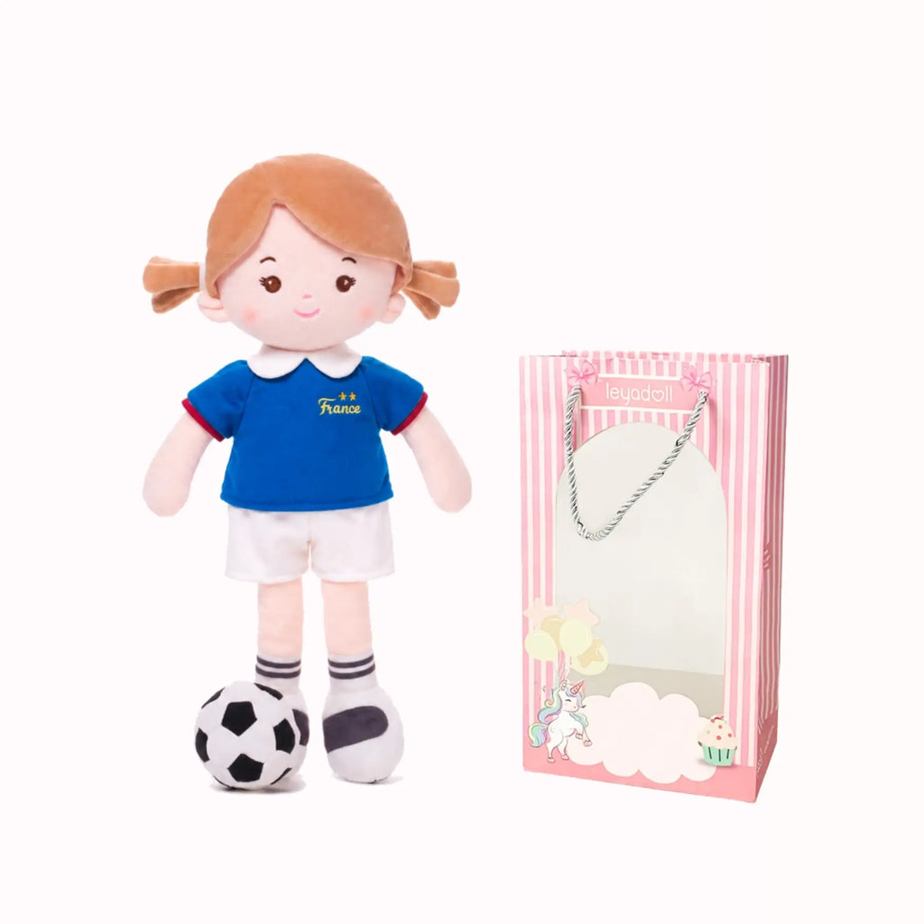 Personalized Soccer Girl - FRA (2 Skin Tones) - Stylish Doll With Outfit