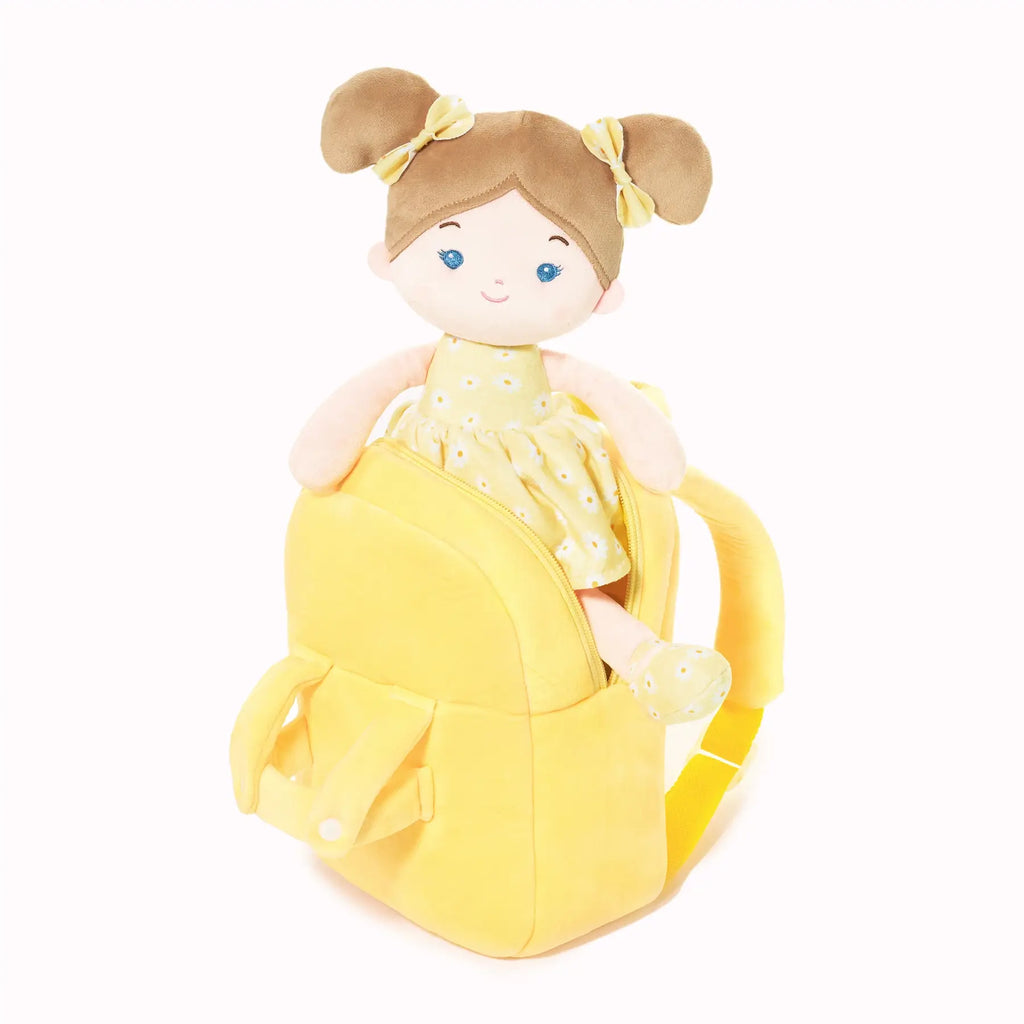 Personalized Flora Belle Girl Doll Backpack - Yellow - Modern Doll For Playrooms