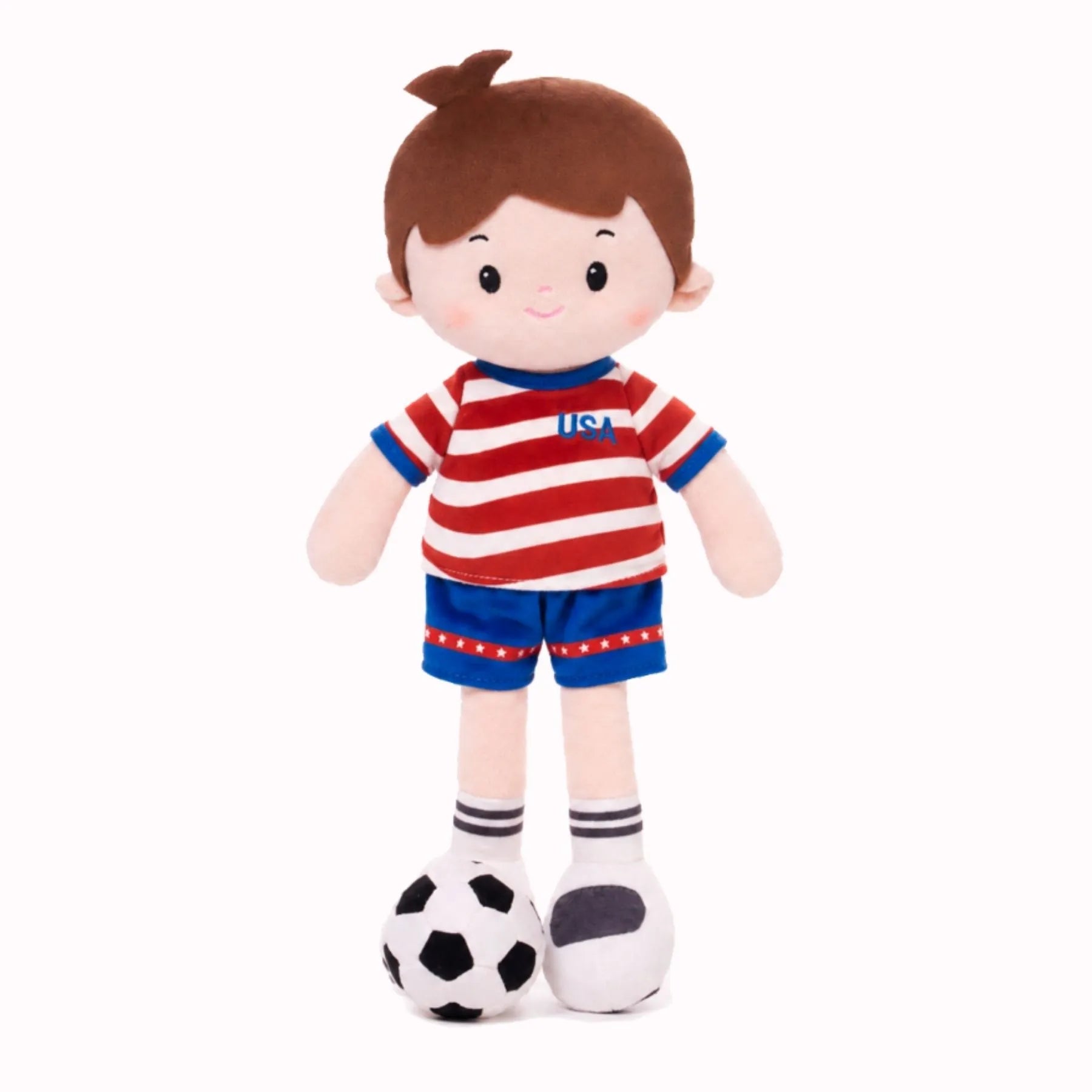 Personalized Soccer Boy - USA (2 Skin Tones) - Realistic Look Doll For Gifting