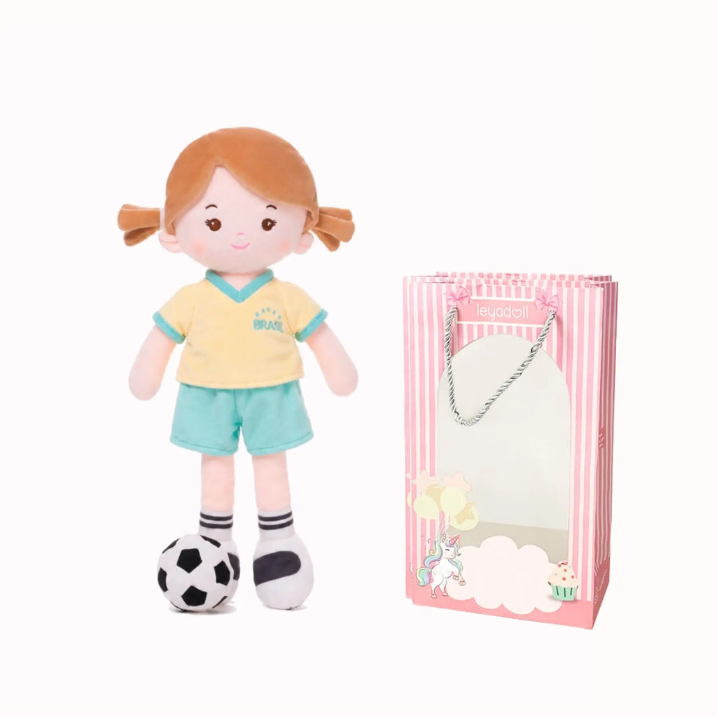 Personalized Soccer Girl - BRA (2 Skin Tones) - Gentle Doll Style Set