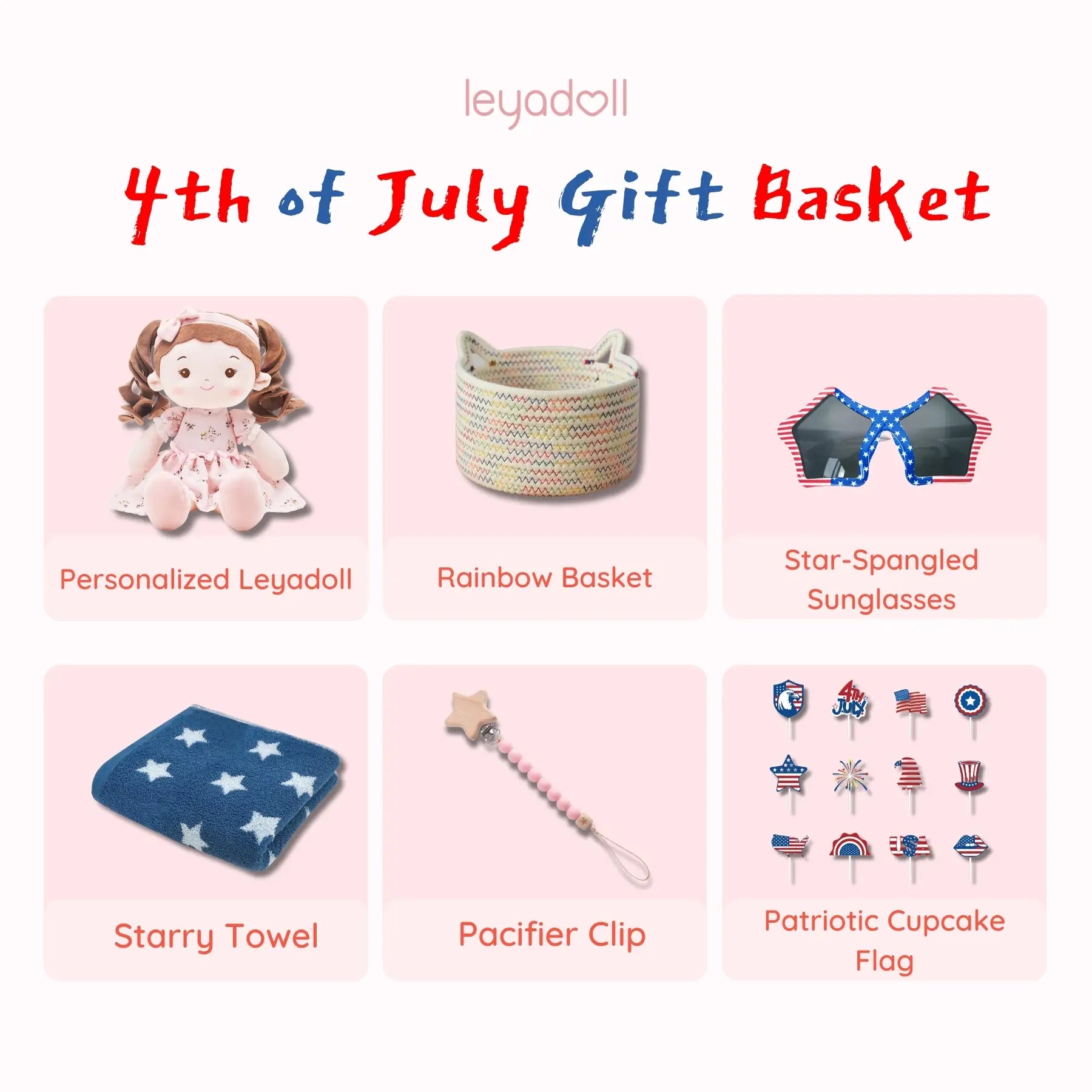 Red, White & Blue Basket - Limited Edition - Gift Ready Doll For Display