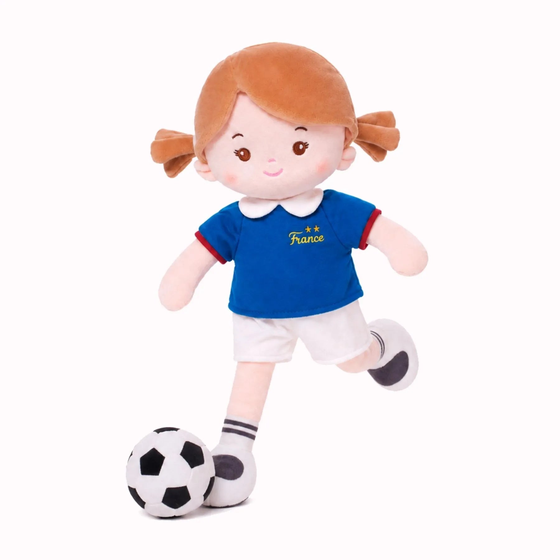 Personalized Soccer Girl - FRA (2 Skin Tones) - Stylish Doll With Outfit