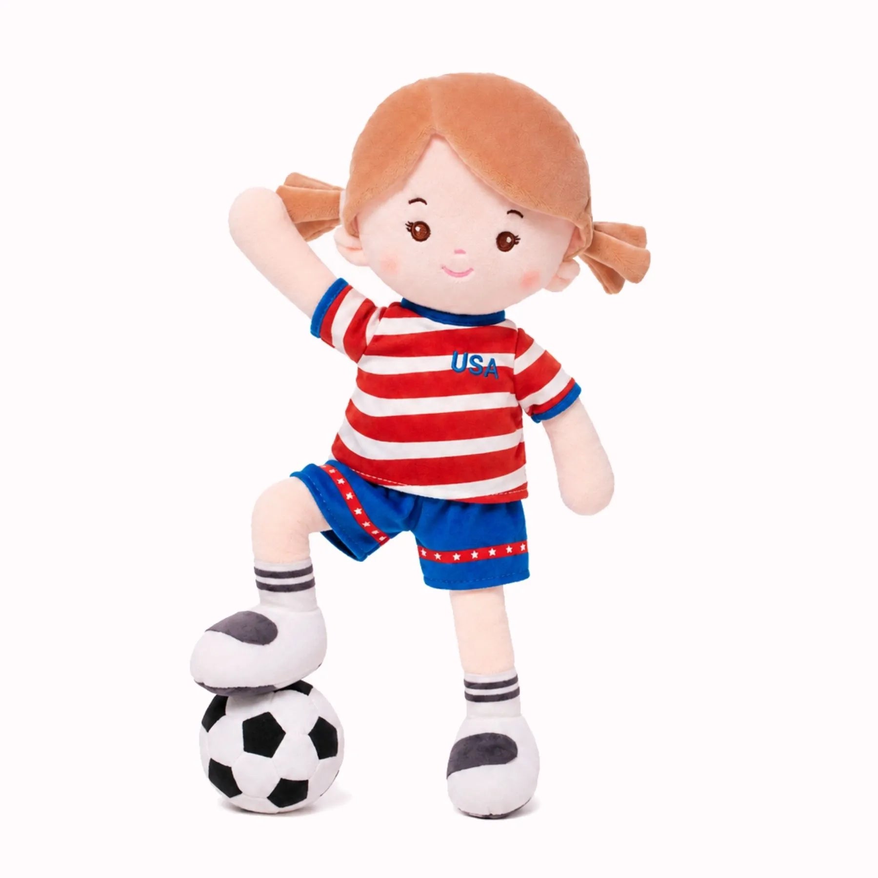Personalized Soccer Girl - USA (2 Skin Tones) - Pretty Doll For Playtime