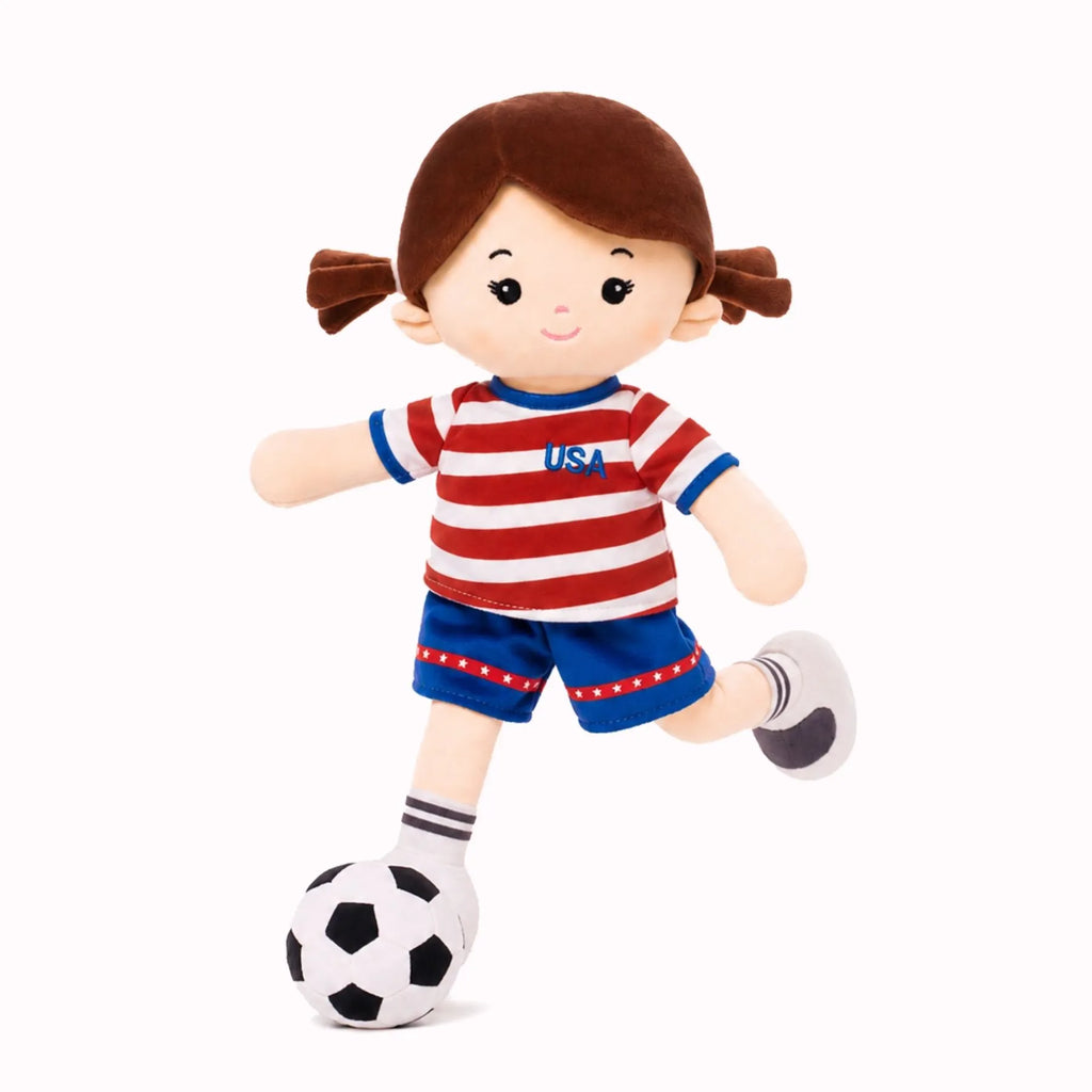 Personalized Soccer Girl - USA (2 Skin Tones) - Pretty Doll For Playtime