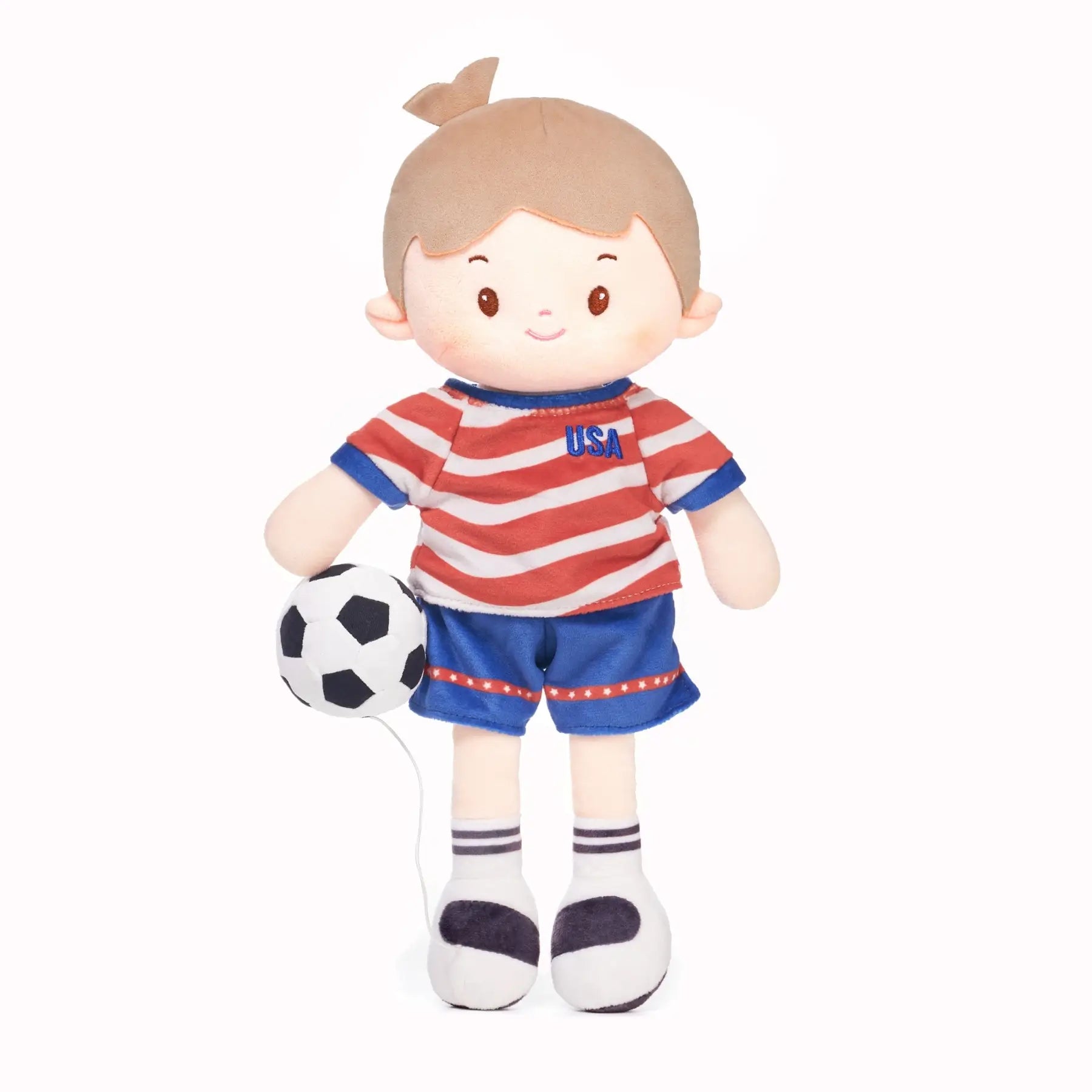 Personalized Soccer Boy - USA (2 Skin Tones) - Realistic Look Doll For Gifting