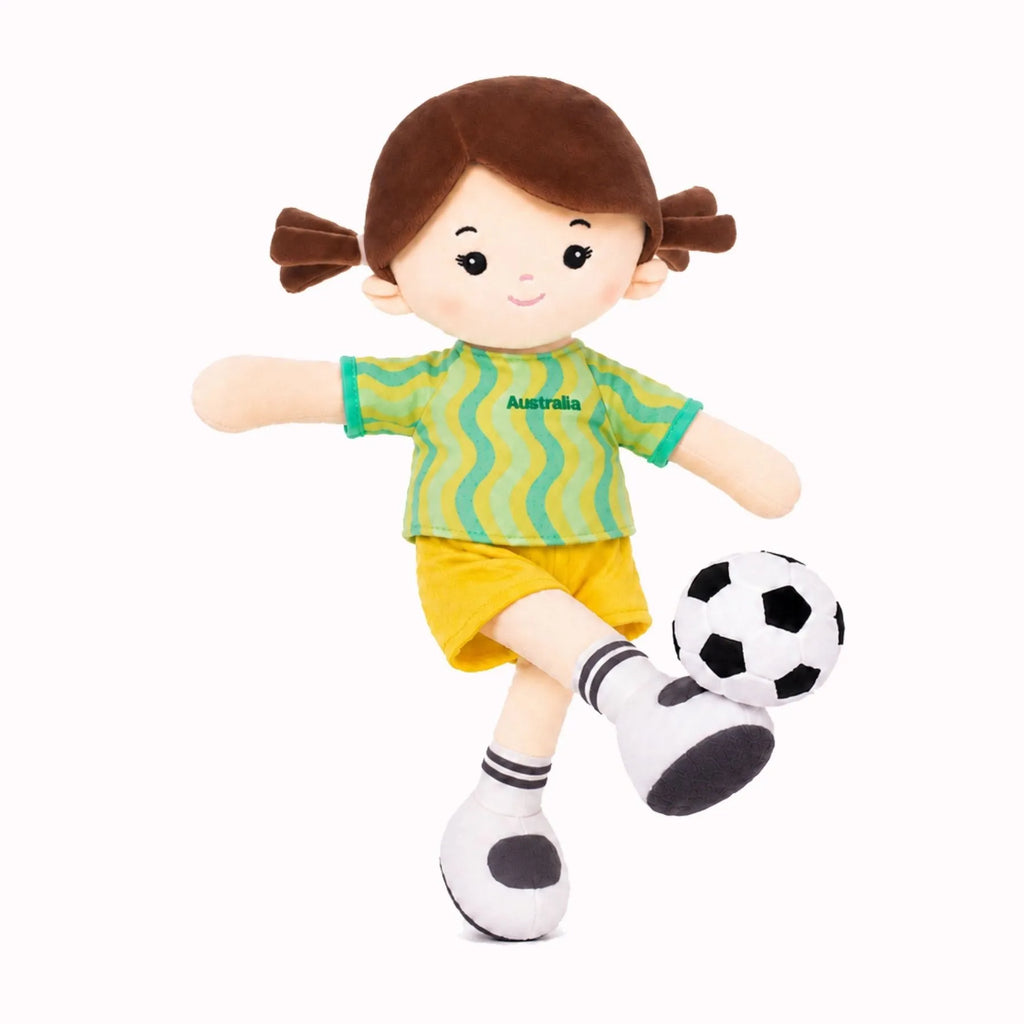Personalized Soccer Girl - AUS (2 Skin Tones) - Cute Doll Gift Set