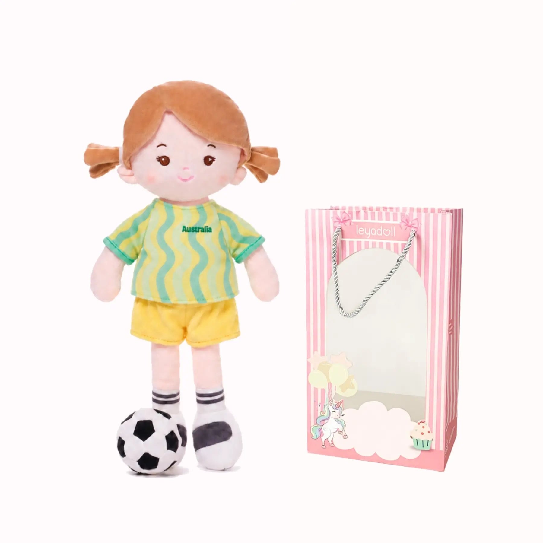 Personalized Soccer Girl - AUS (2 Skin Tones) - Cute Doll Gift Set