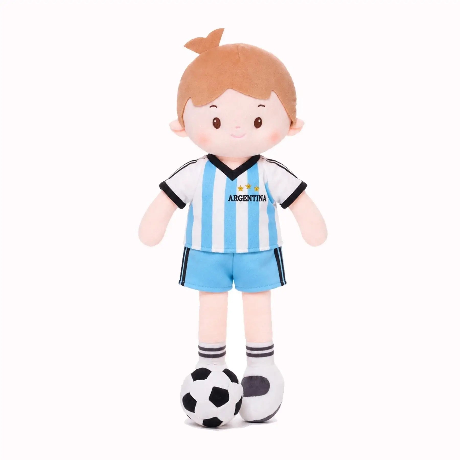 Personalized Soccer Boy - ARG (2 Skin Tones) - Gentle Doll For Playrooms