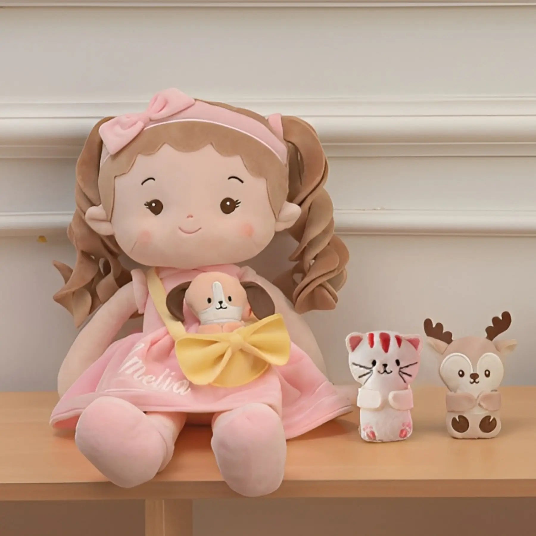 Personalized Milly Girl & Her Pet - Everyday Doll For Display