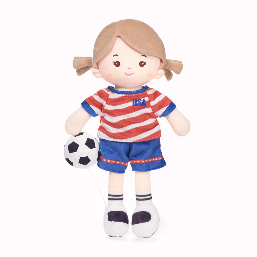 Personalized Soccer Girl - USA (2 Skin Tones) - Pretty Doll For Playtime