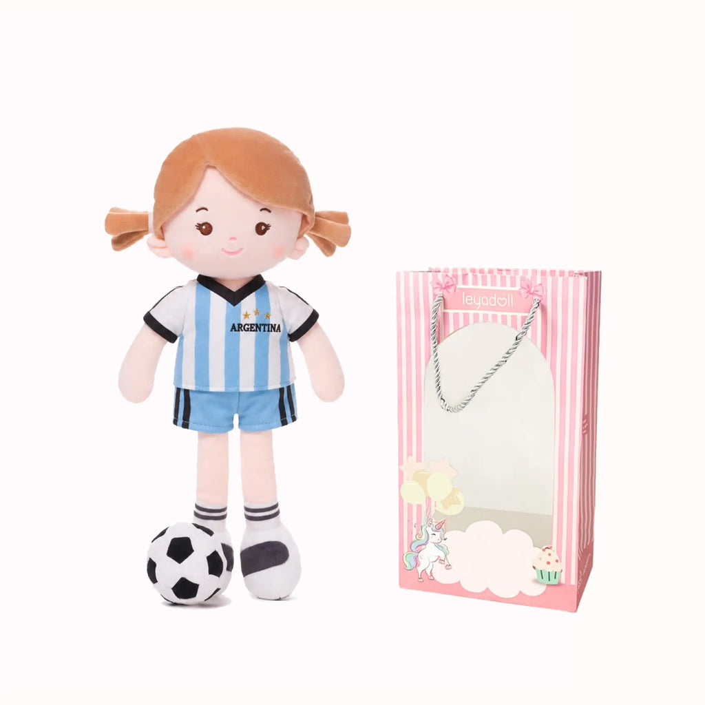 Personalized Soccer Girl - ARG (2 Skin Tones) - Classic Doll Clothes Set