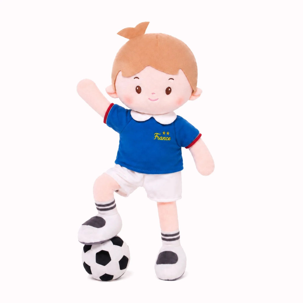 Personalized Soccer Boy - FRA (2 Skin Tones) - Gift Ready Doll Style Set