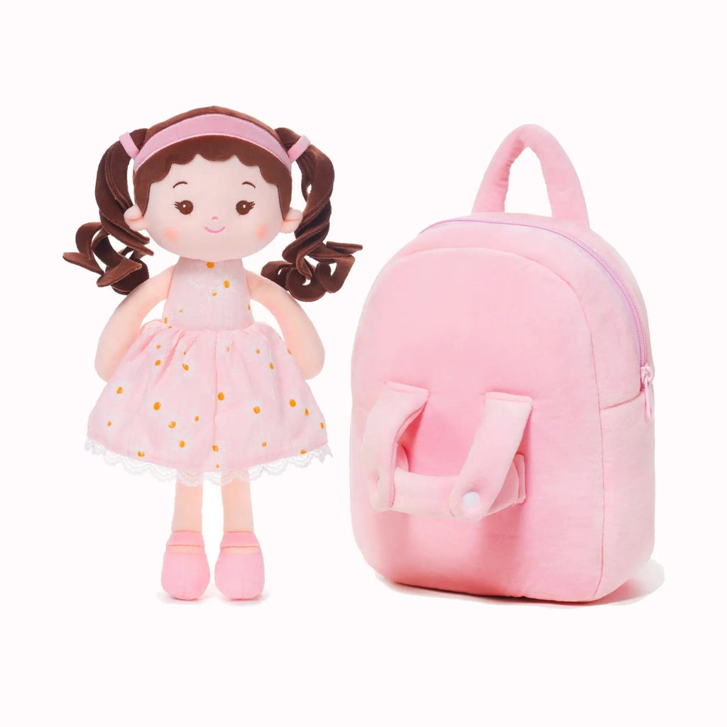 Personalized Daisy Girl Doll Backpack -Pink (2 Skin Tones) - Stylish Soft Doll