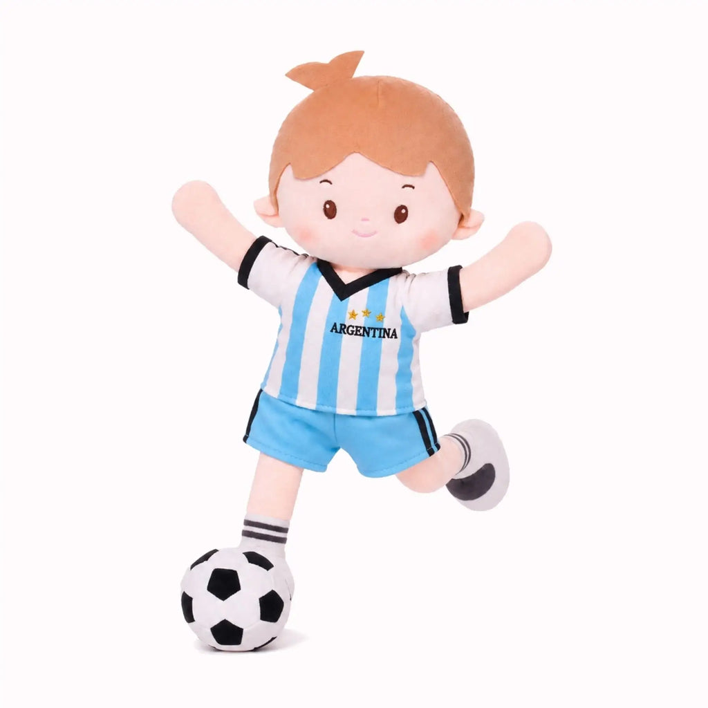 Personalized Soccer Boy - ARG (2 Skin Tones) - Gentle Doll For Playrooms