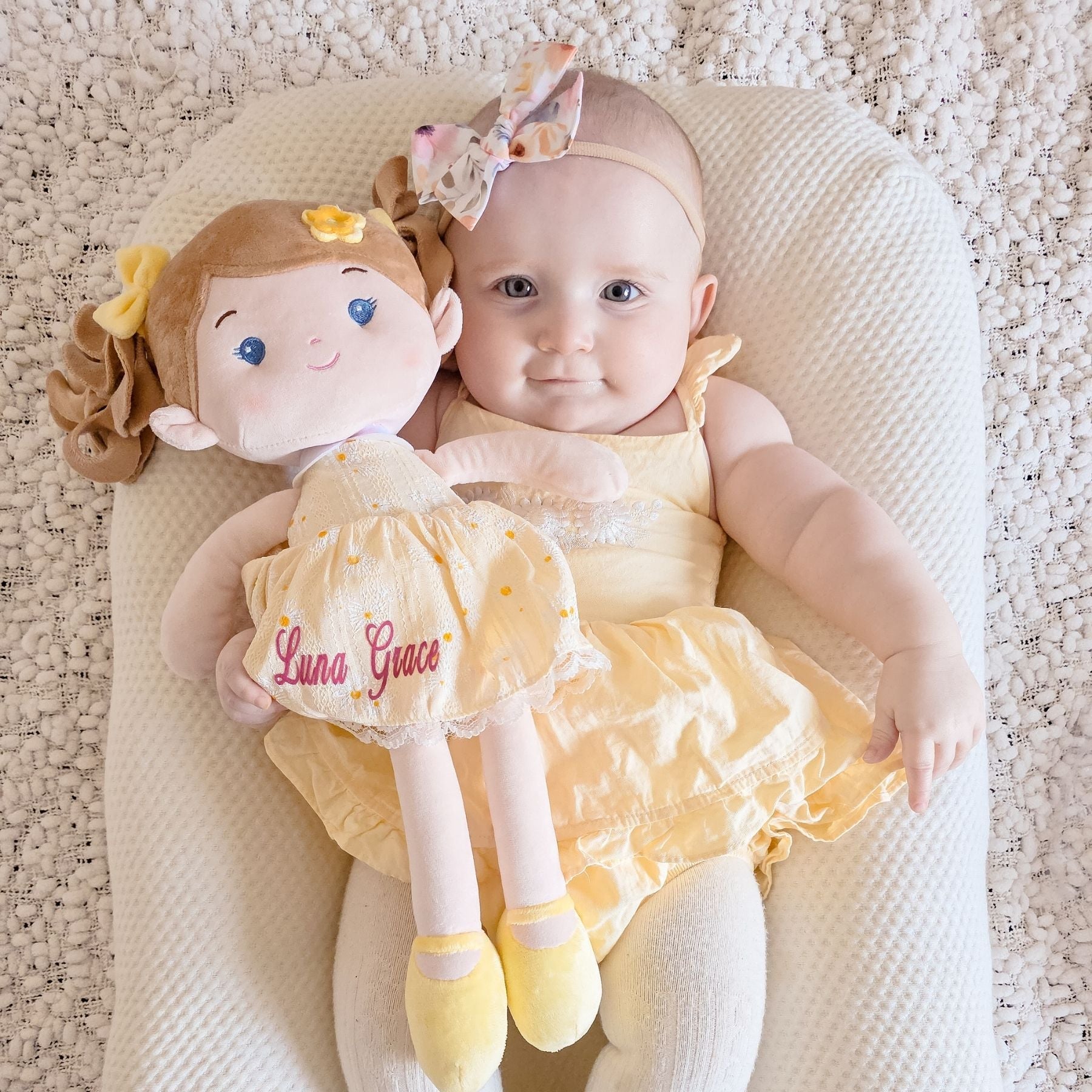 Personalized Daisy Girl - Yellow - Pretty Doll Clothes Set